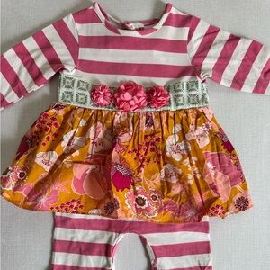 Peaches ‘n Cream Girls Toddler 24M Boutique Floral Ruffle One-Piece Romper